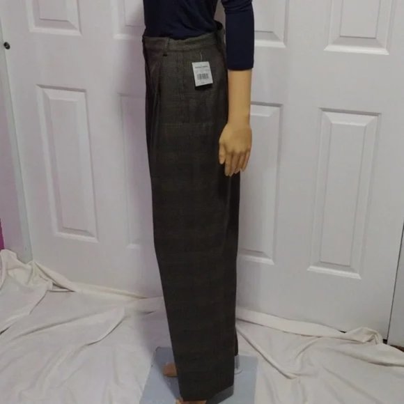 Vintage High Waist Dress Pants 90s Amanda Smith Brown Houndstooth Trousers NWT - Picture 7 of 11